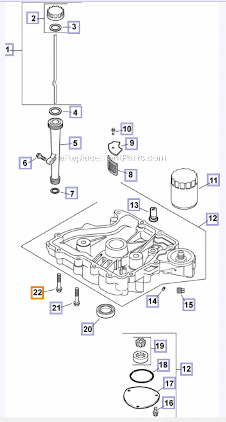 Oil PanLubrication Diagram and Parts List for PH-XT675  Kohler Engine