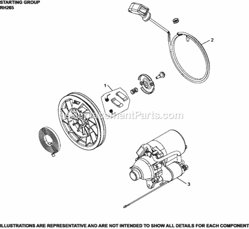 Starting_Group_Rh265-3101_Rh265 Diagram and Parts List for RH265-3101  Kohler Engine