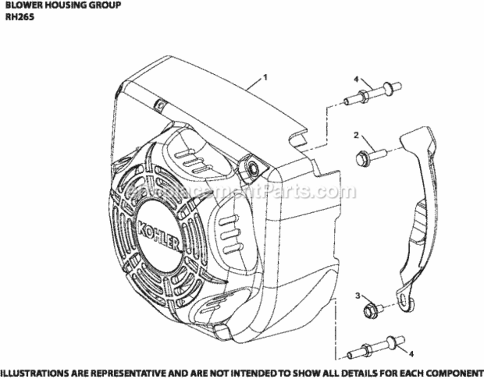 Blower_Housing_Group_Rh265-3101_Rh265 Diagram and Parts List for RH265-3101  Kohler Engine