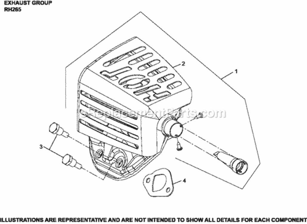 Exhaust_Group_Rh265-3101_Rh265 Diagram and Parts List for RH265-3101  Kohler Engine