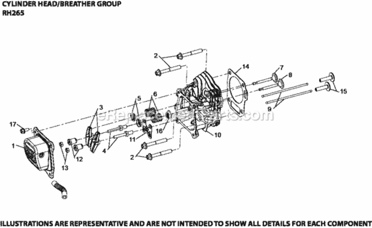 Cylinder_HeadBreather_Group_Rh265-3103_Rh265 Diagram and Parts List for RH265-3103  Kohler Engine