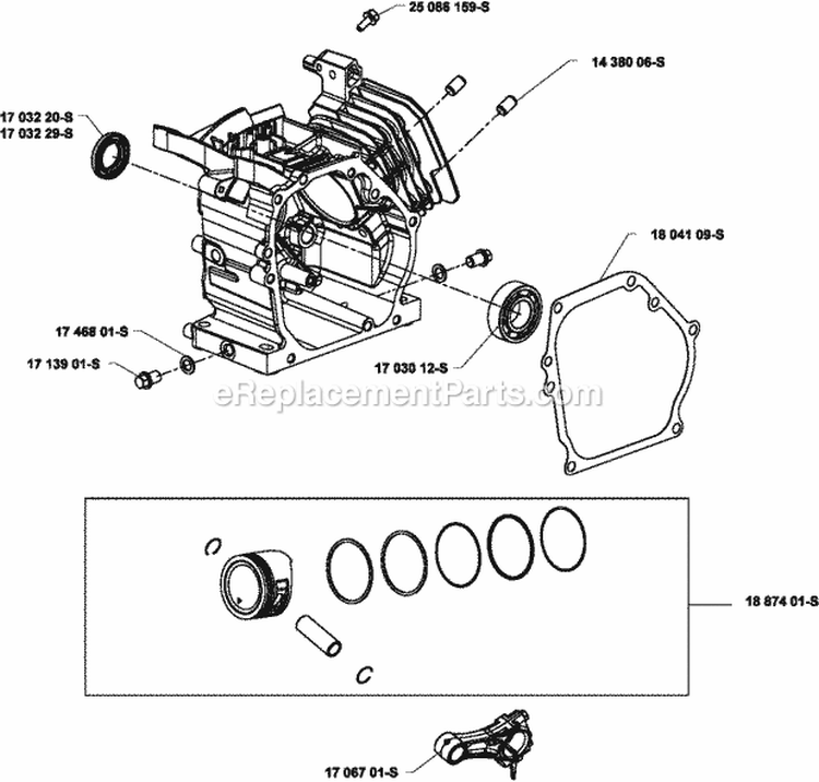 Page C Diagram and Parts List for SH265-3014  Kohler Engine