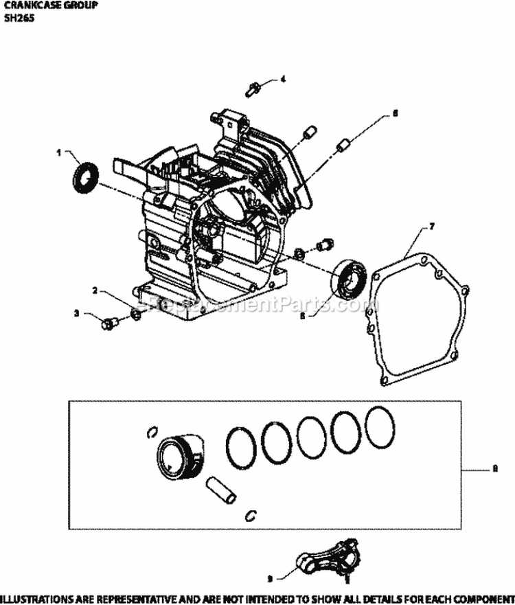 Page C Diagram and Parts List for SH265-3111  Kohler Engine