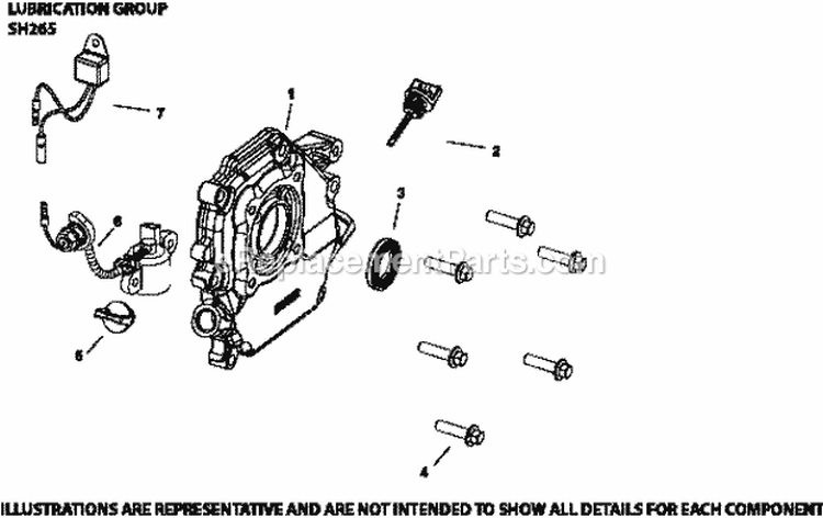 Page K Diagram and Parts List for SH265-1011  Kohler Engine