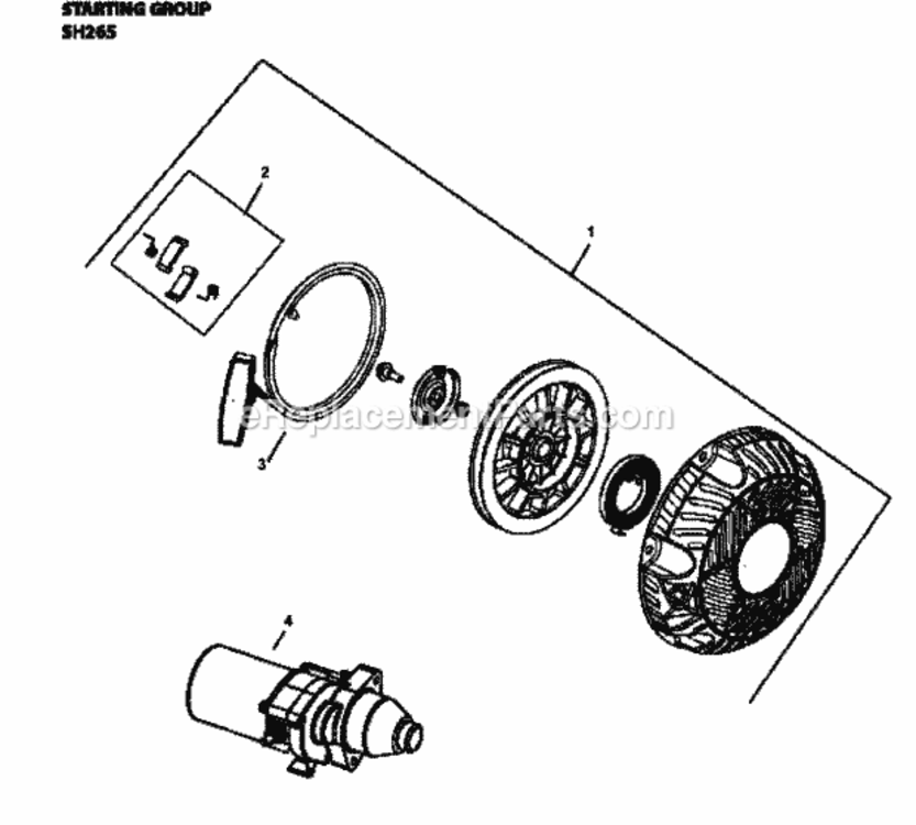 Starting_Group_Sh265-3117_Sh265 Diagram and Parts List for SH265-3117  Kohler Engine