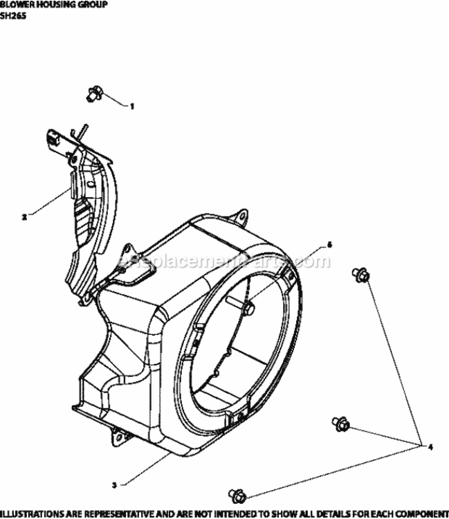 Blower_Housing_Group_Sh265-3117_Sh265 Diagram and Parts List for SH265-3117  Kohler Engine