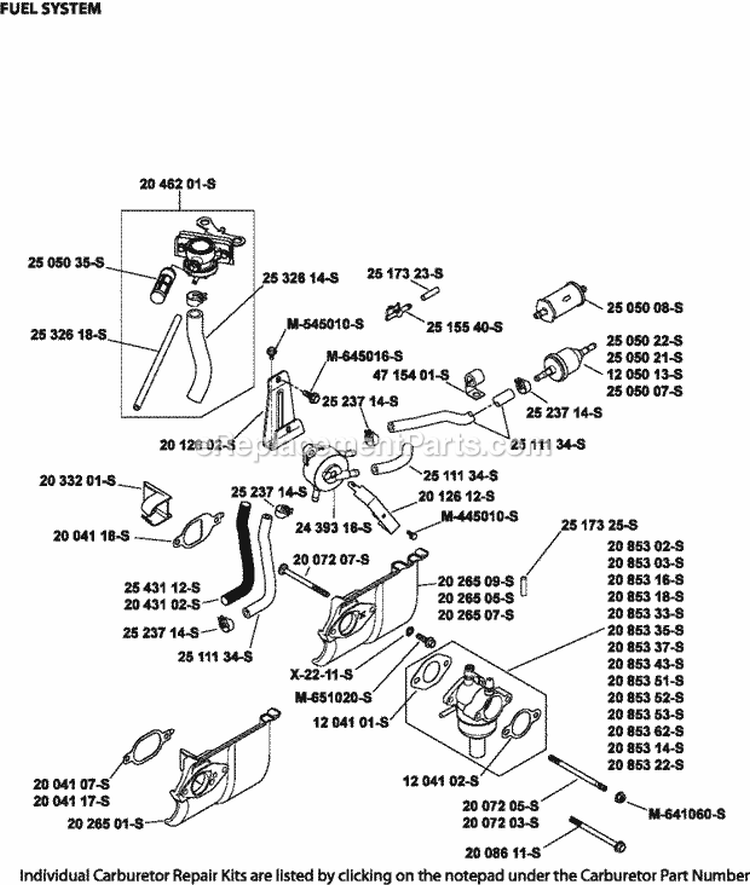 Page H Diagram and Parts List for SV480-0005  Kohler Engine