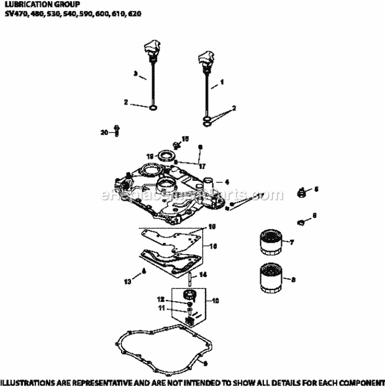 Page K Diagram and Parts List for SV540-3233  Kohler Engine