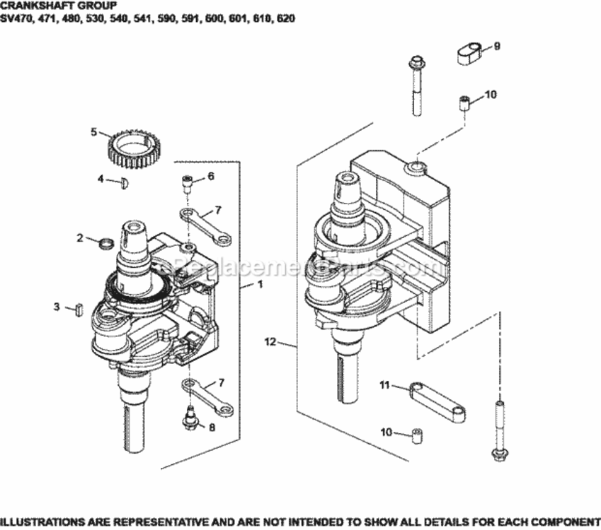 Crankshaft_Group_1-20-5_Sv470-620 Diagram and Parts List for SV541-3213  Kohler Engine