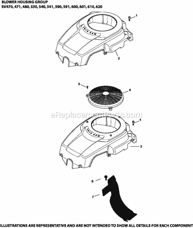Blower_Housing_Group_6-20-9_Sv470-620 Diagram and Parts List for SV541-3214  Kohler Engine