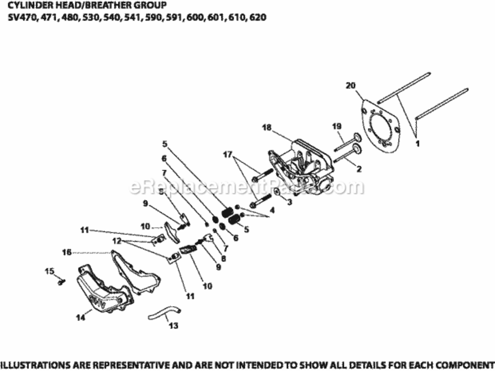 Cylinder_HeadBreather_Group_4-20-19_Sv470-620 Diagram and Parts List for SV541-3214  Kohler Engine