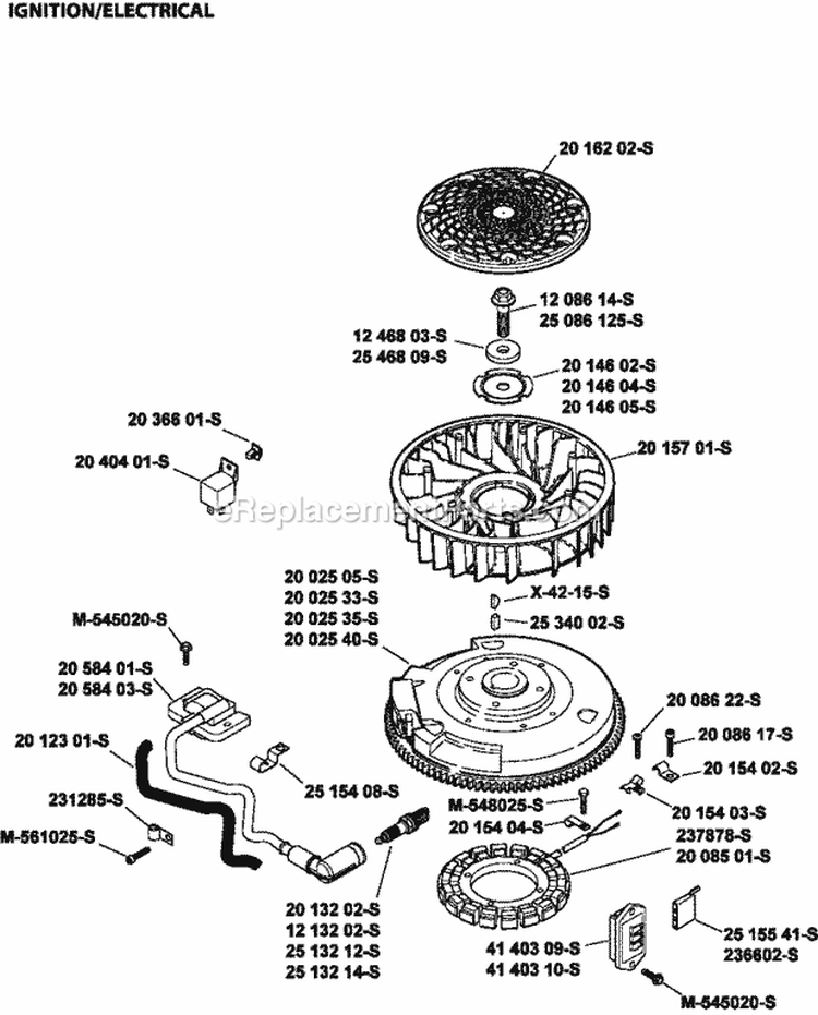 Page J Diagram and Parts List for SV470-0010  Kohler Engine