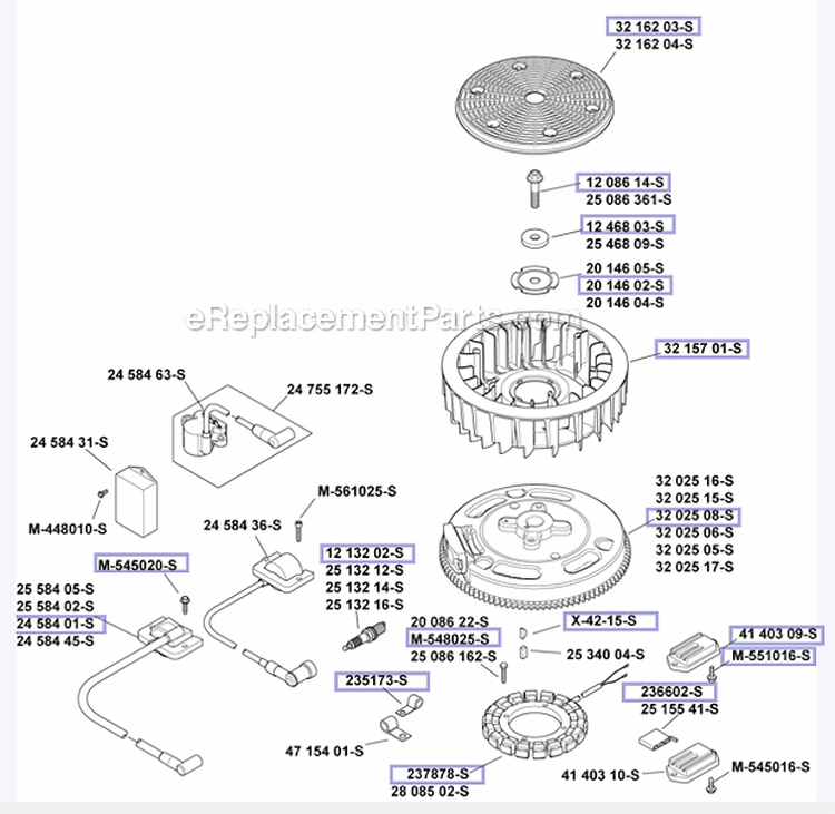 Exhaust Group Diagram and Parts List for SV720  Kohler Engine