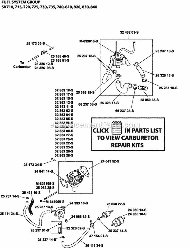 Page G Diagram and Parts List for SV740-3027  Kohler Engine