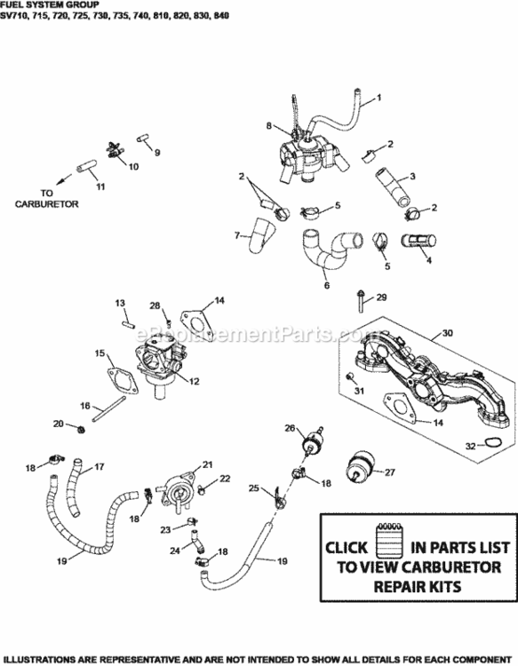 Fuel_System_Group_8-32-39_Sv710-840 Diagram and Parts List for SV830-3020  Kohler Engine