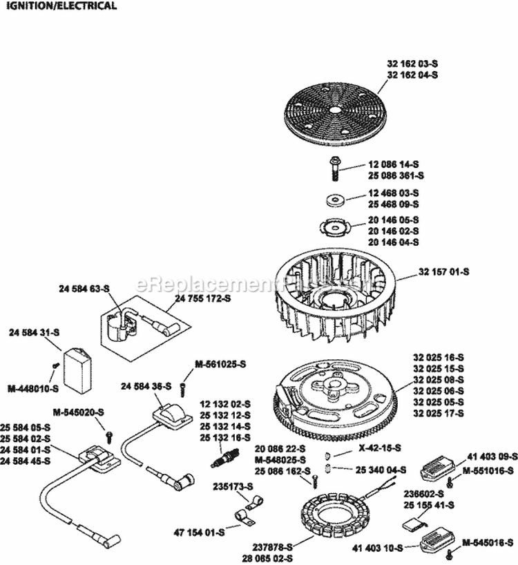 Page J Diagram and Parts List for SV730-0034  Kohler Engine