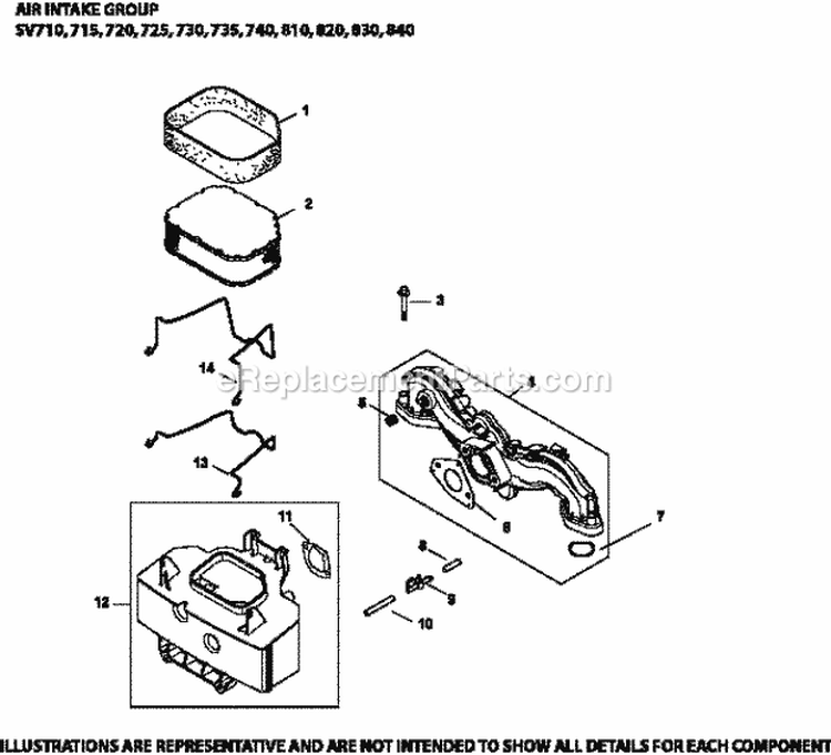 Page A Diagram and Parts List for SV710-3034  Kohler Engine