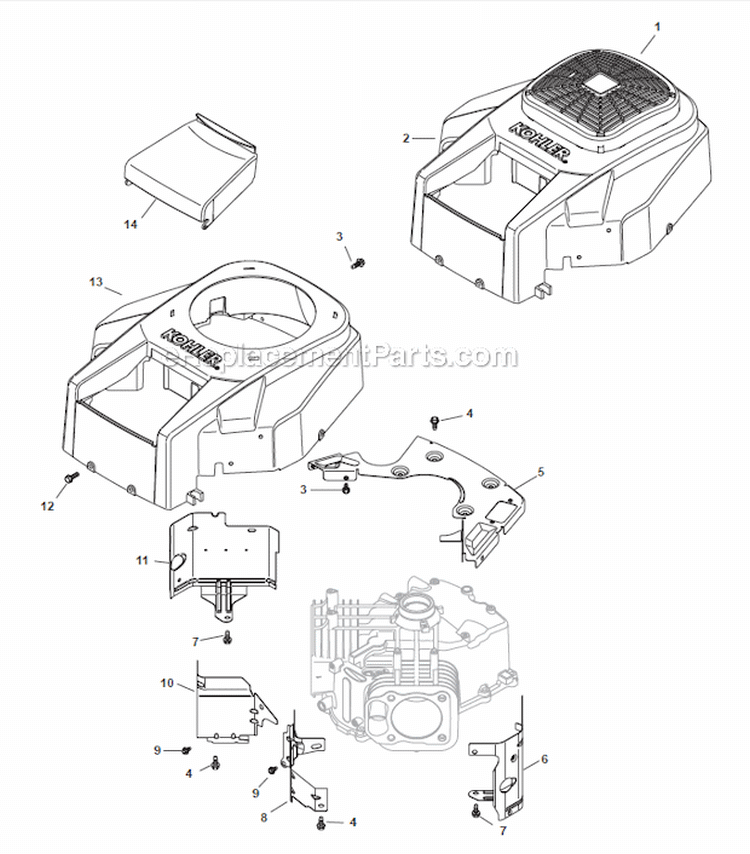 Blower Housing Group Diagram and Parts List for SV710  Kohler Engine