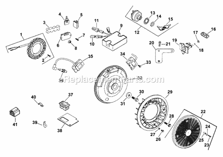 Page J Diagram and Parts List for TH18-54507  Kohler Engine