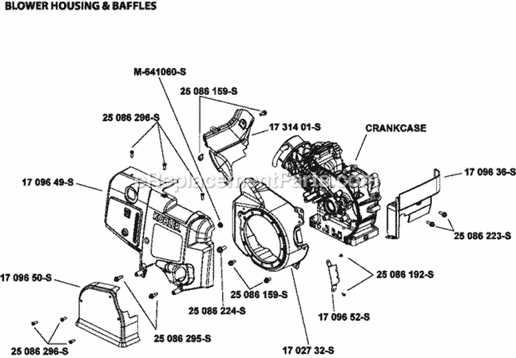 Page B Diagram and Parts List for WH208-0004  Kohler Engine