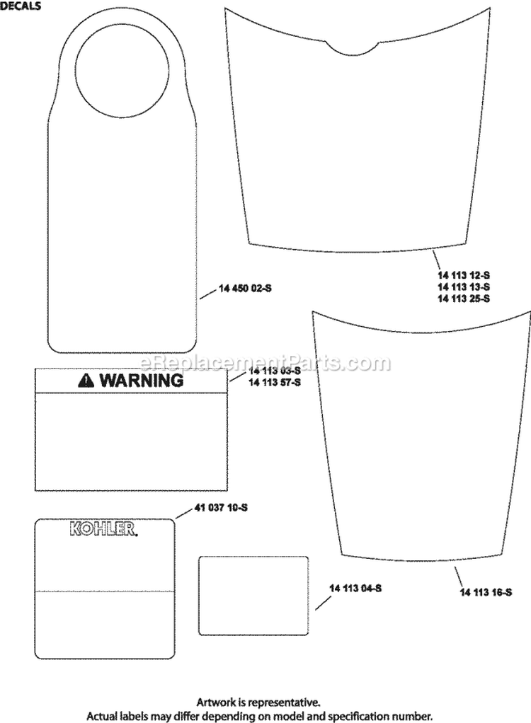 Page E Diagram and Parts List for XT149-0202  Kohler Engine