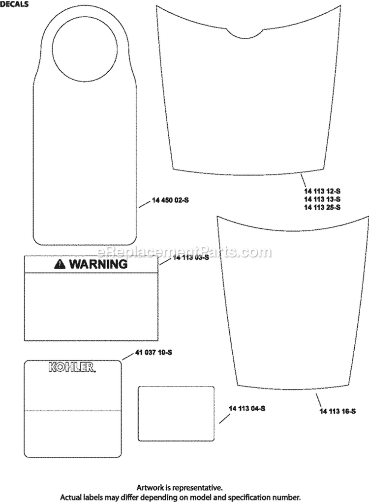 Page E Diagram and Parts List for XT149-0216  Kohler Engine