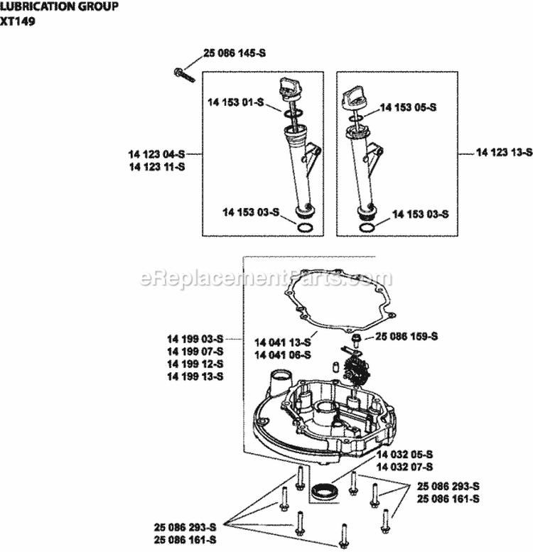 Page K Diagram and Parts List for XT149-0225  Kohler Engine