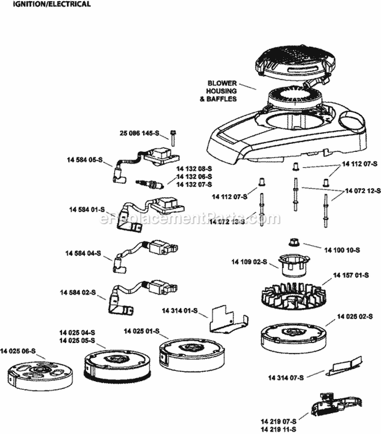Page J Diagram and Parts List for XT149-0315  Kohler Engine