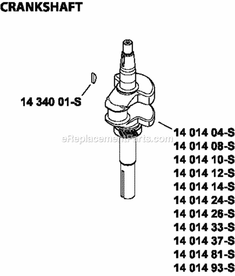 Page D Diagram and Parts List for XT173-0070  Kohler Engine