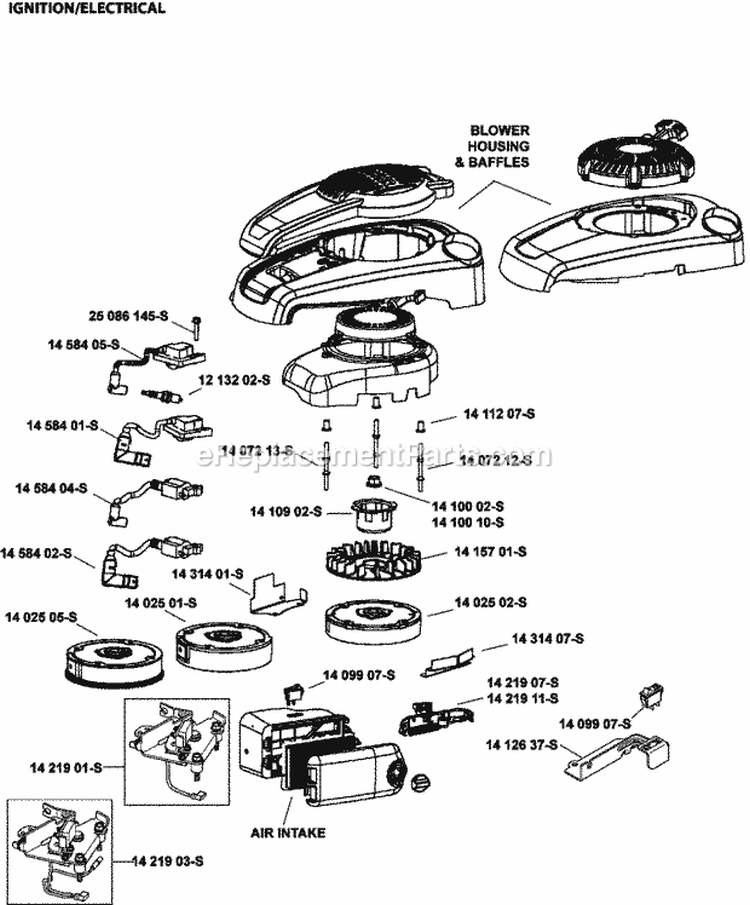 Page J Diagram and Parts List for XT173-0243  Kohler Engine