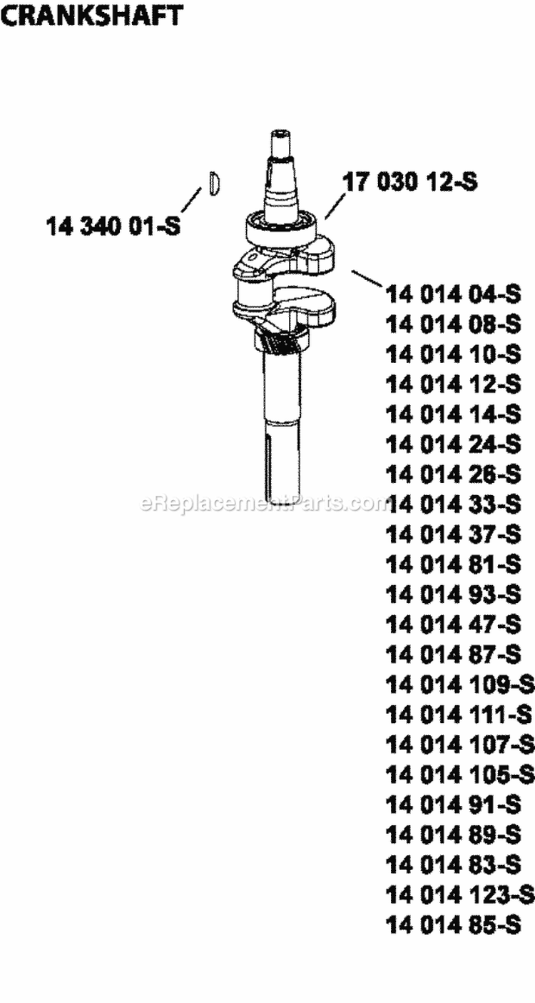 Page D Diagram and Parts List for XT173-0317  Kohler Engine