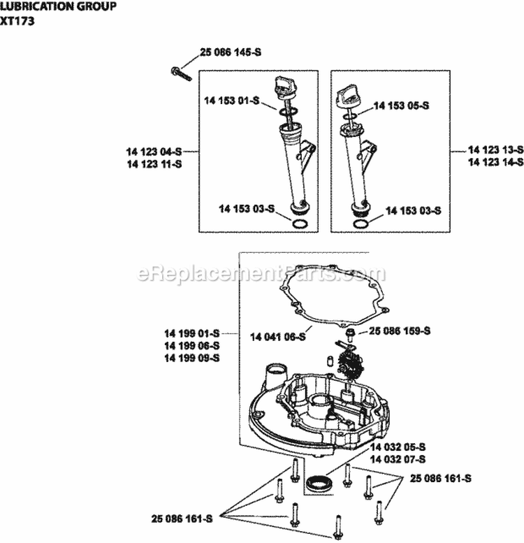 Page K Diagram and Parts List for XT173-3205  Kohler Engine