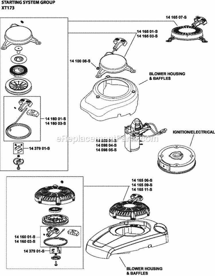 Page L Diagram and Parts List for XT173-3205  Kohler Engine