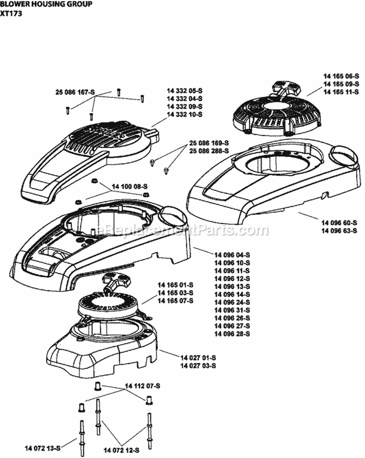 Page B Diagram and Parts List for XT173-3205  Kohler Engine