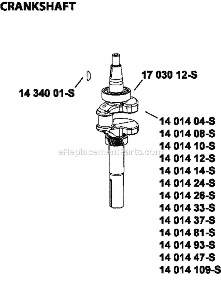 Page D Diagram and Parts List for XT173-3225  Kohler Engine