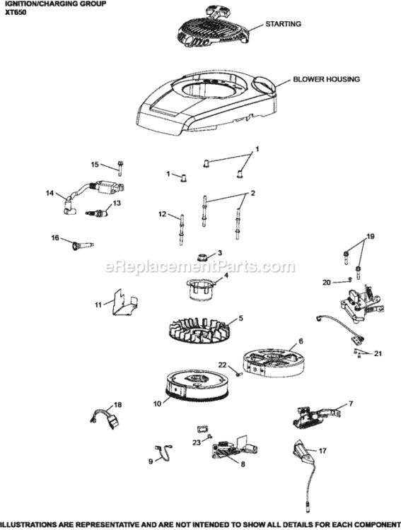 Ignition Diagram and Parts List for XT650-3034  Kohler Engine