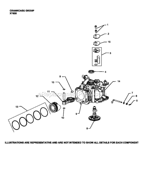 Crankcase Diagram and Parts List for XT650-3034  Kohler Engine