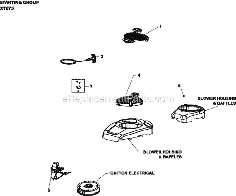 Page L Diagram and Parts List for XT675-0004  Kohler Engine