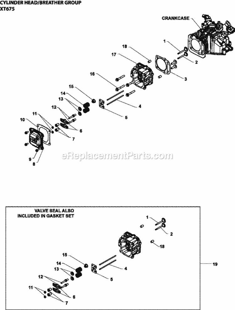 Page E Diagram and Parts List for XT675-0026  Kohler Engine