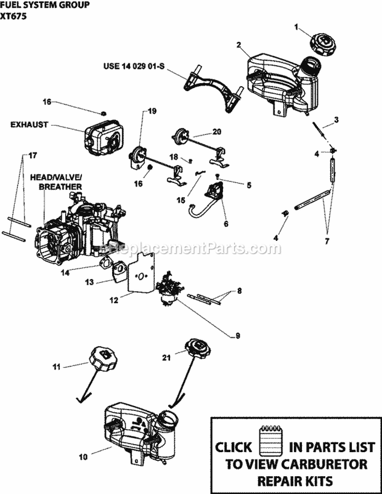 Page H Diagram and Parts List for XT675-0026  Kohler Engine