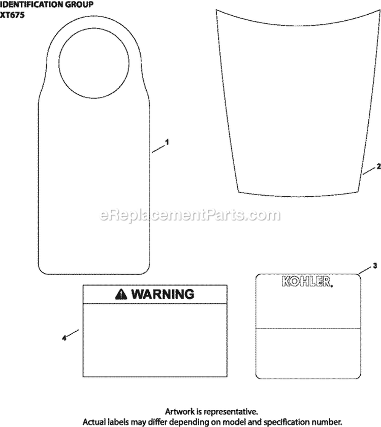 Page I Diagram and Parts List for XT675-0026  Kohler Engine