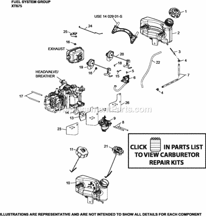Fuel_System_Group_Xt675-3076_Xt675 Diagram and Parts List for XT675-3076  Kohler Engine