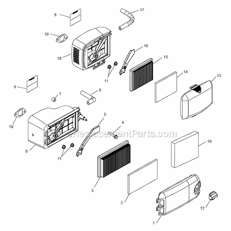 Air Intake Group Diagram and Parts List for XT675  Kohler Engine