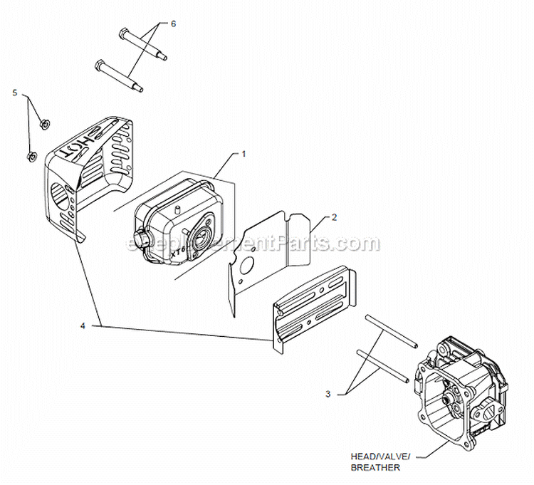 Exhaust Group Diagram and Parts List for XT675  Kohler Engine