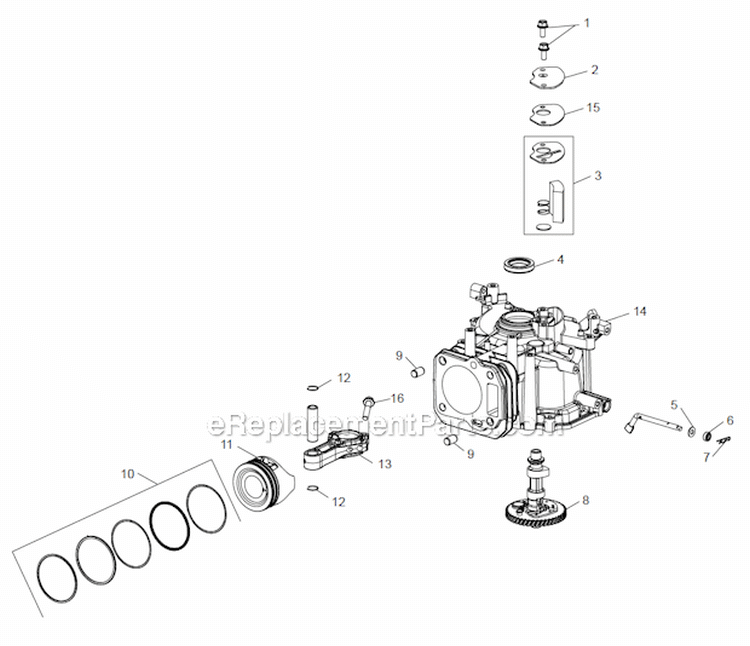 Crankcase Group Diagram and Parts List for XT675  Kohler Engine