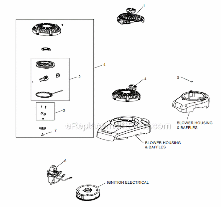 Starting Group Diagram and Parts List for XT675  Kohler Engine