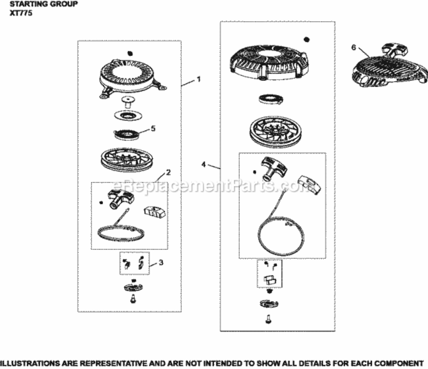 Starting_Group_Xt775-3001_Xt775 Diagram and Parts List for XT775-3001  Kohler Engine