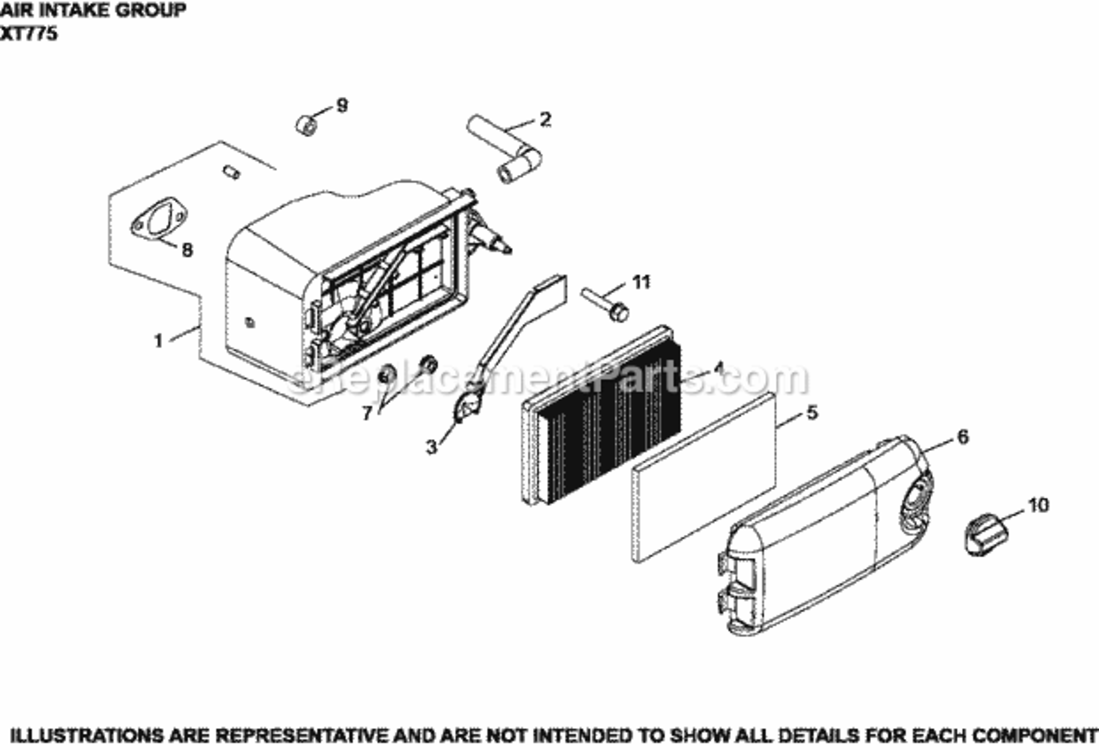 Air_Intake_Group_Xt775-3023_Xt775 Diagram and Parts List for XT775-3023  Kohler Engine