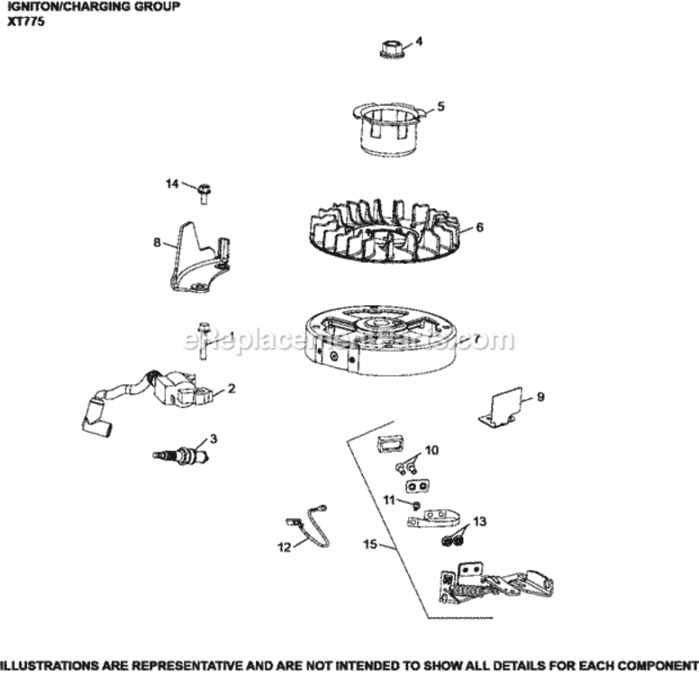 IgnitionCharging_Group_Xt775-3023_Xt775 Diagram and Parts List for XT775-3023  Kohler Engine