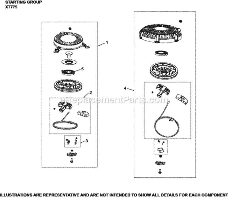 Starting_Group_Xt775-3023_Xt775 Diagram and Parts List for XT775-3023  Kohler Engine
